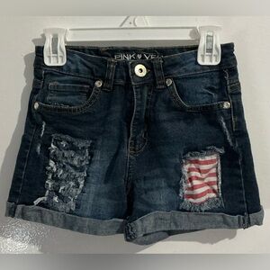 Kids Distressed Denim Shorts - Dark Blue